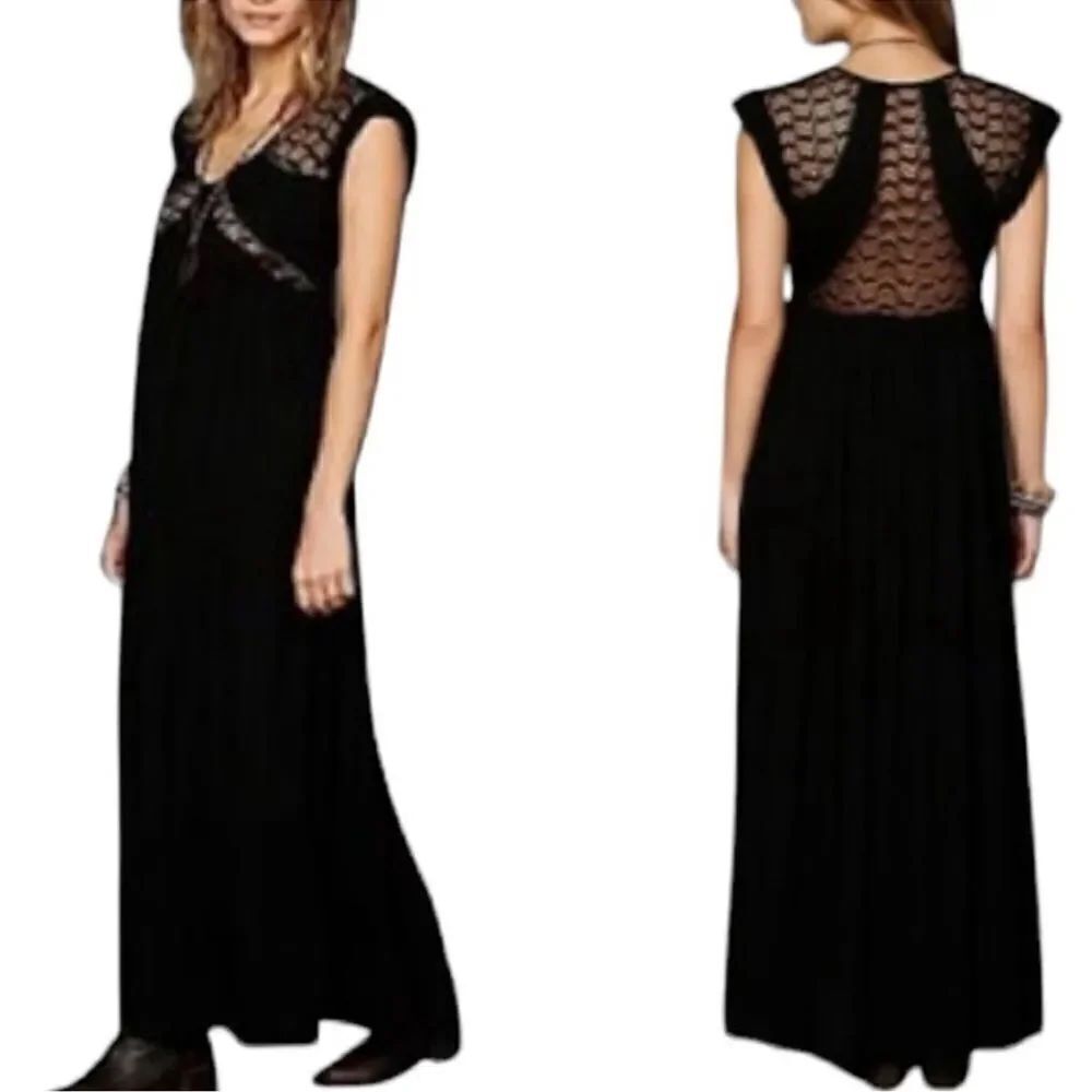 Free People Oversized Black Maxi Dress(Size XS)